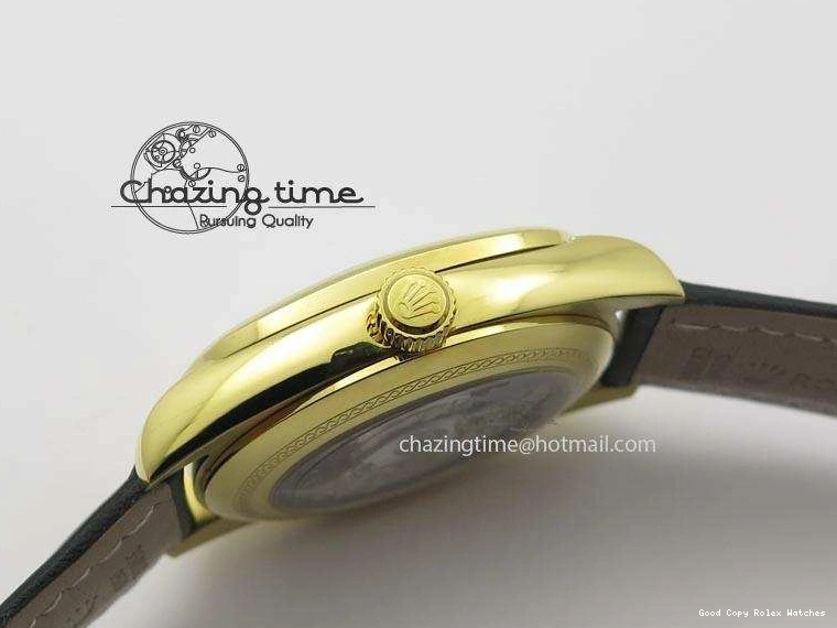 AAA Replica Watches YG On 3879 Numeral Black Leather Cellini Dial A Date Strap Black NewStyle Markers 0101